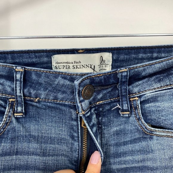Abercrombie & Fitch Super Skinny Jeans Womens Size 0 Low Rise Stretch Denim Blue - Picture 4 of 12